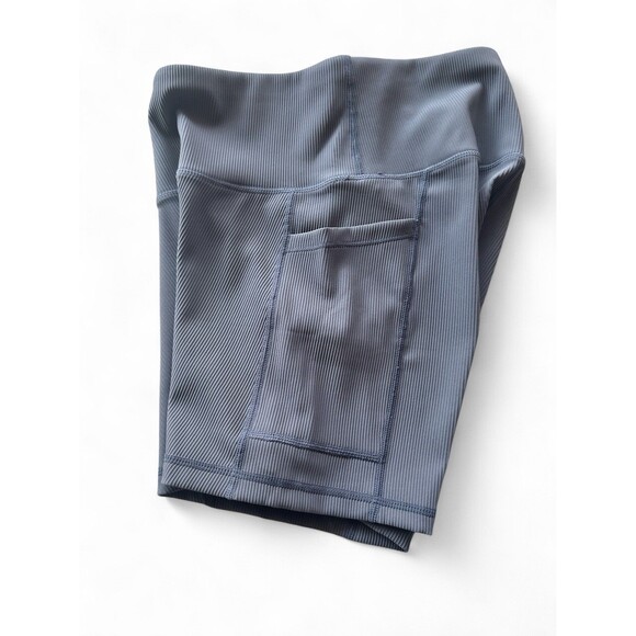 NWT Hodo Sports Women's S Nylon Ribbed Gray  Biker Shorts Gym Workout 5" Pockets - Picture 7 of 7